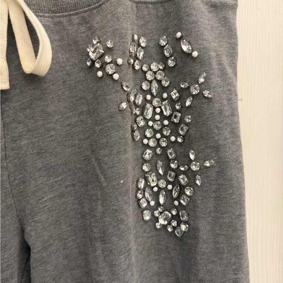 Express Heather Gray Crystal Embellished Sweatpant Joggers - Picture 3 of 5